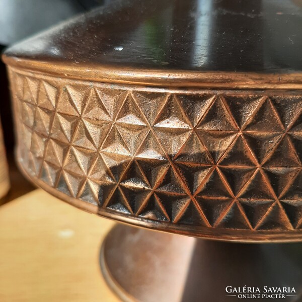 Retro geometrikus mintájú és formájú réz váza (26cm)