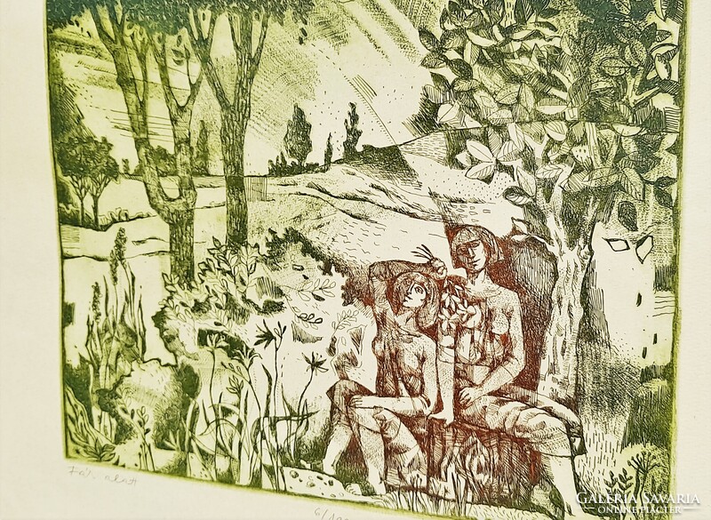 Túry Mária (1930 - 1992): Fák alatt, rézkarc
