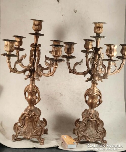 Antik barokk bronz gyertyatartó pár 347
