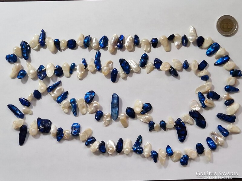 Kék fehér gyöngyház nyaklánc