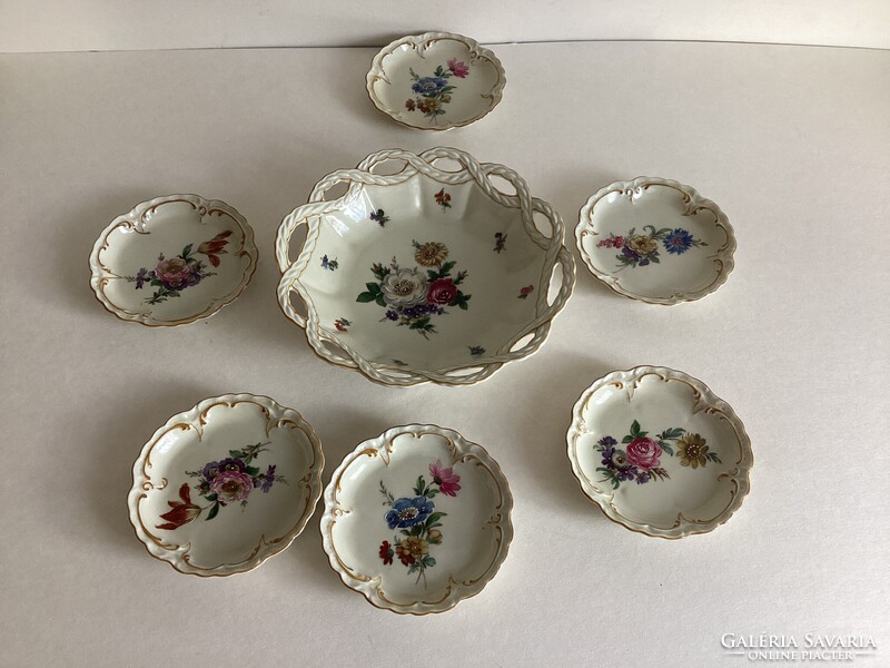 Régi Oscar Schlegelmilch porcelán mini süteményes készlet .