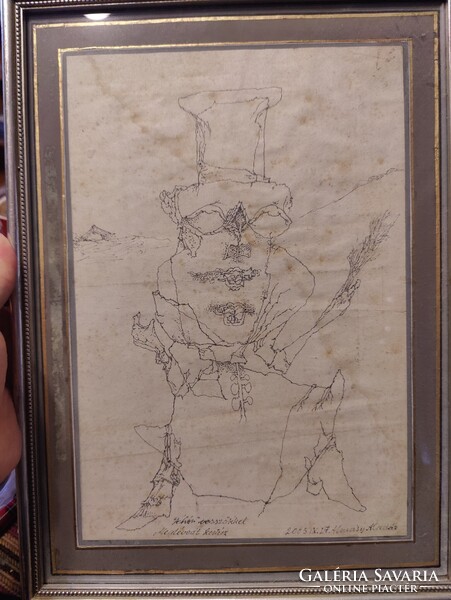 Almásy Aladár - Fehér vesszőkkel megtévedt kertész - Tusrajz