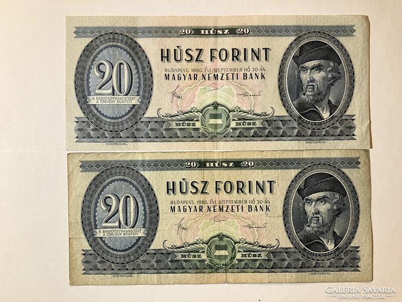 Népköztársaság (1949-1989) 20 Forint bankjegy 1980 C 278..C391