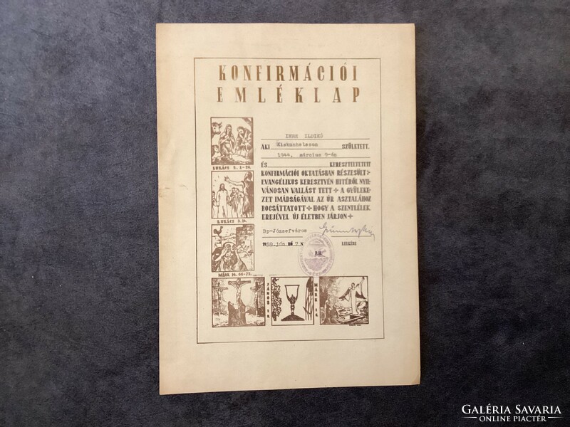 Konfirmációi Emléklap 1959 .