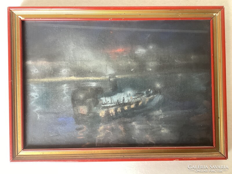 Sztankó Gyula ( 1900 - 1943 ) , Éjszaka hajóval a Dunán .