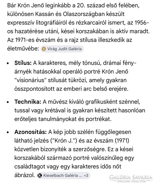 Krón Jenő: Expresszív portré! Szén! Tus!