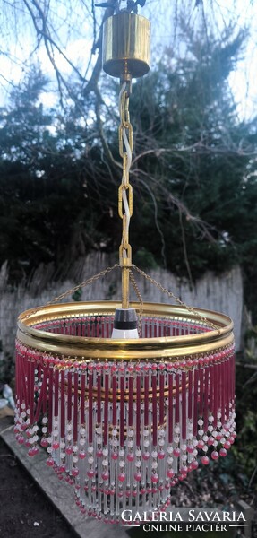 Art Deco Art Noveau különleges ritka Csillár (Hollywood Regancy. ) üveg pàlcàs réz làmpa