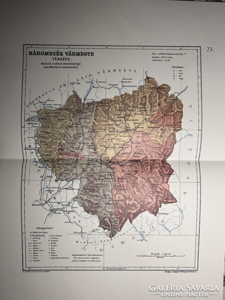 Háromszék vármegye térképe 23. Kogutowicz 1905 Történelmi Magyarország Reprint (Erdély)