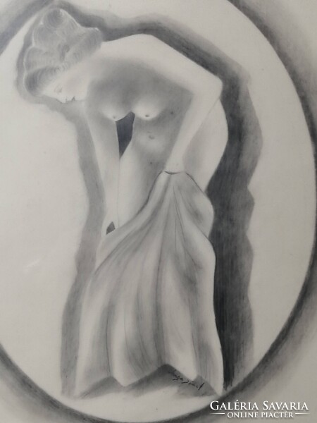 ART DECO NŐI AKT VARGA JÓZSEF JELZÉSSEL