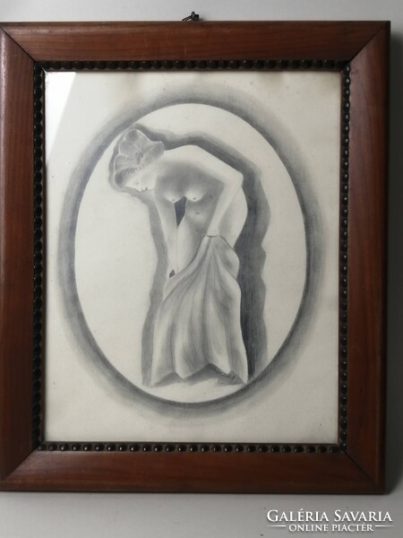 ART DECO NŐI AKT VARGA JÓZSEF JELZÉSSEL