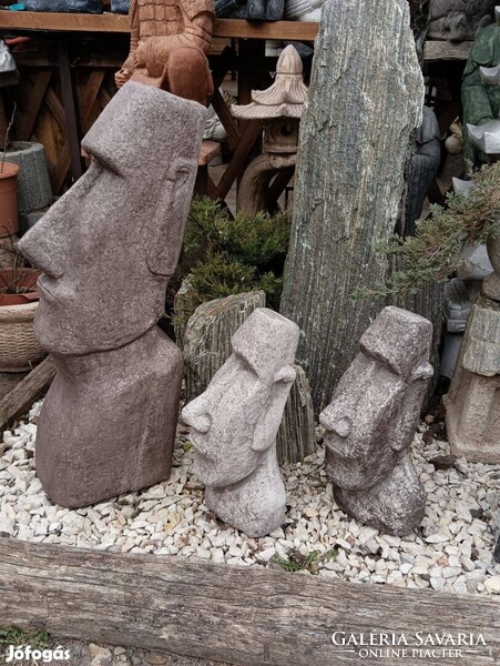 Egzotikus Kerti kő szobor Minimál kertépítő elem  Moai Husvét szigeti Fej  40cm fehér