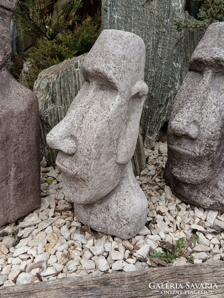 Egzotikus Kerti kő szobor Minimál kertépítő elem  Moai Husvét szigeti Fej  40cm fehér