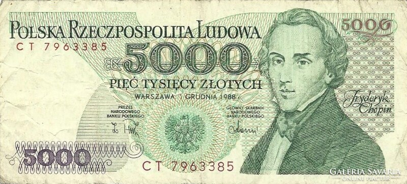 5000 zloty zlotych 1986 Lengyelország
