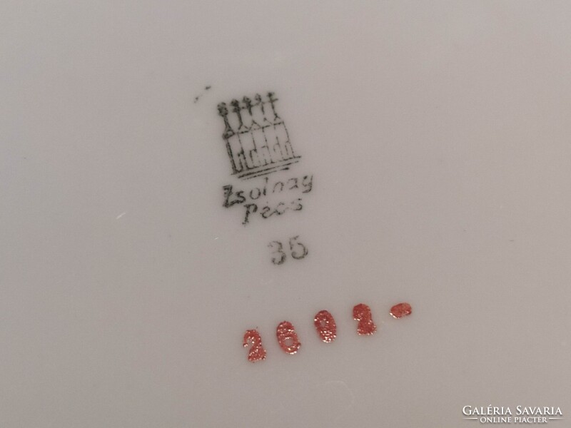 4db régi Zsolnay rózsaszín mintás porcelán csészealj kávés alátét kistányér