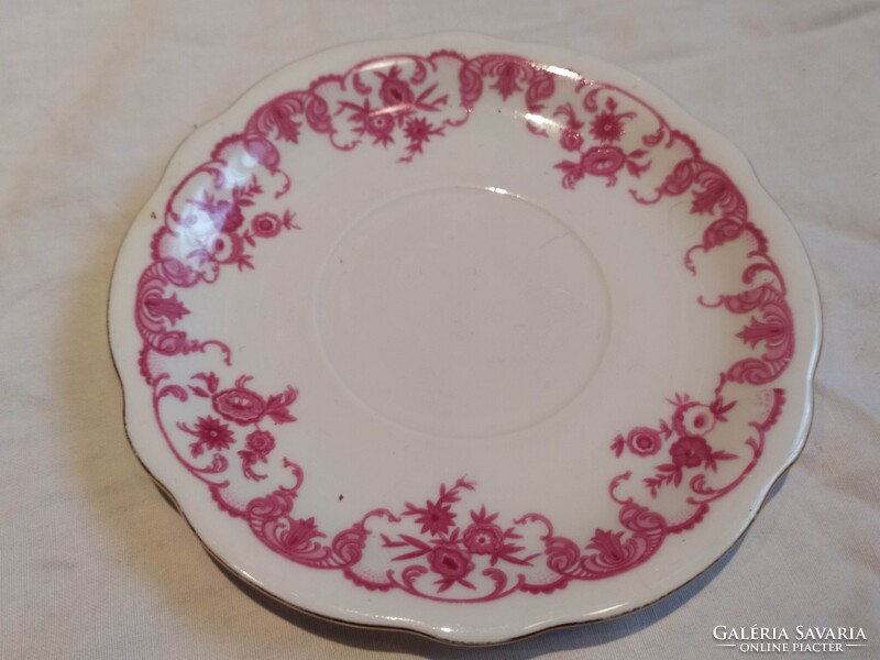 4db régi Zsolnay rózsaszín mintás porcelán csészealj kávés alátét kistányér