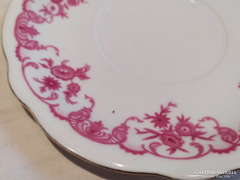 4db régi Zsolnay rózsaszín mintás porcelán csészealj kávés alátét kistányér