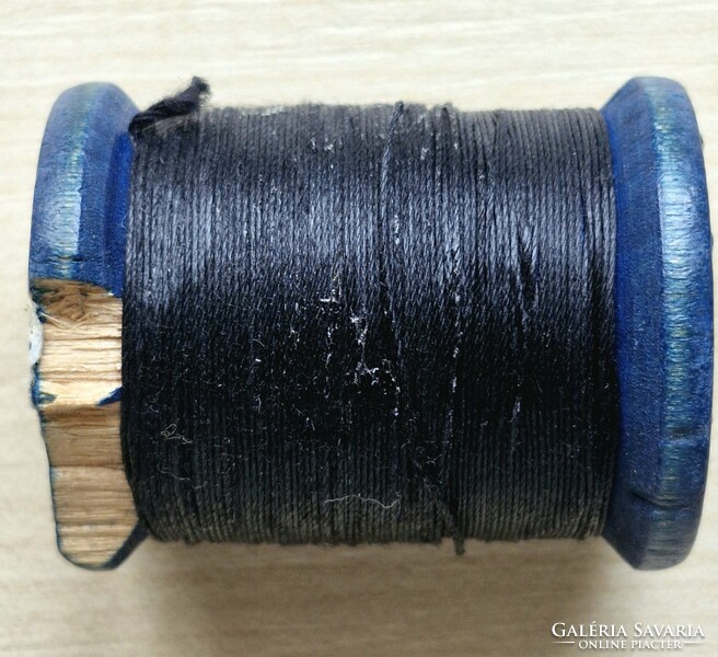 Antik Coats & Clark's Kék Fa Spulni - "Button & Carpet" Extra Erős