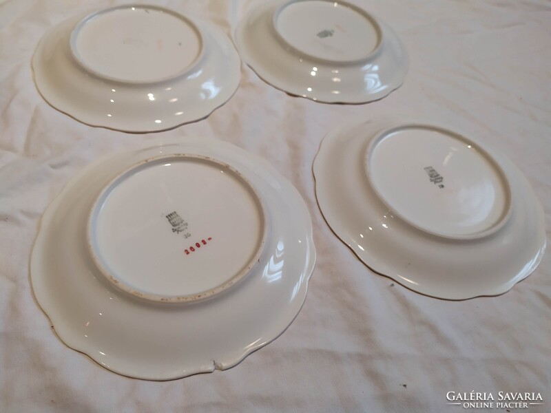 4db régi Zsolnay rózsaszín mintás porcelán csészealj kávés alátét kistányér