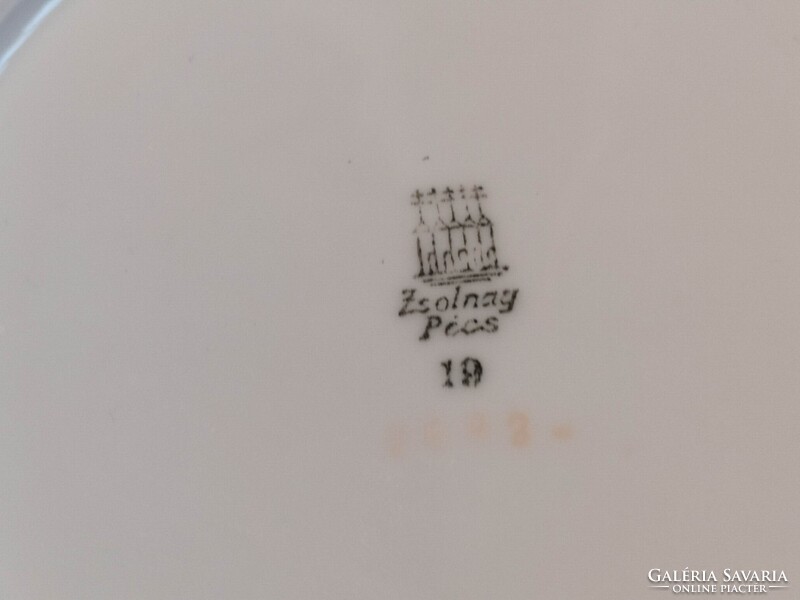 4db régi Zsolnay rózsaszín mintás porcelán csészealj kávés alátét kistányér