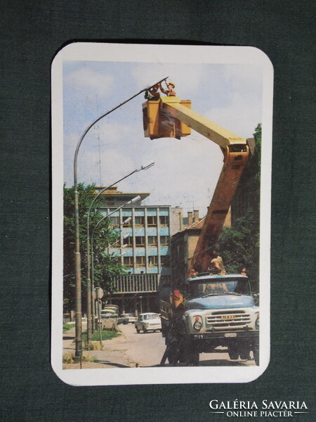 Kártyanaptár,DÉDÁSZ áramszolgáltató,Pécs,ZIL emelőkosaras teherautó,1987, (2)
