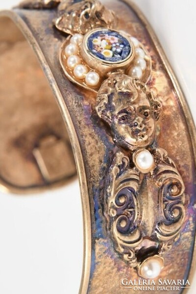 Ezüst  karperec Millefiori és putto