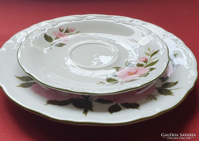 Winterling Kirchenlamitz Bavaria német porcelán reggeliző tányérpár csészealj kistányér hibiszkusz