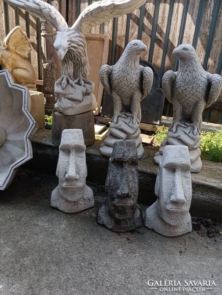 Egzotikus Kerti kő szobor Minimál kertépítő elem  Moai Husvét szigeti Fej  40cm fehér
