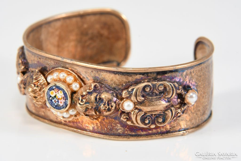 Ezüst  karperec Millefiori és putto