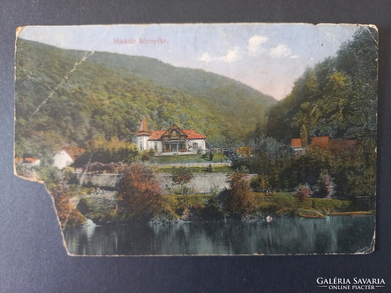 Régi képeslap - Hámori tó a Weidlich villával, színezett képeslap 1900-as évek eleje Orosz Ferenc ki