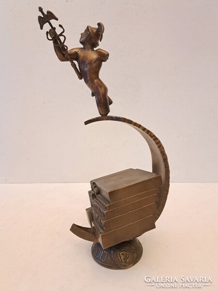Merkúr bronz szobor Hungexpo vásárdíj, 84. őszi BNV 1986 Csíkszentmihályi Róbert (1940-2021)