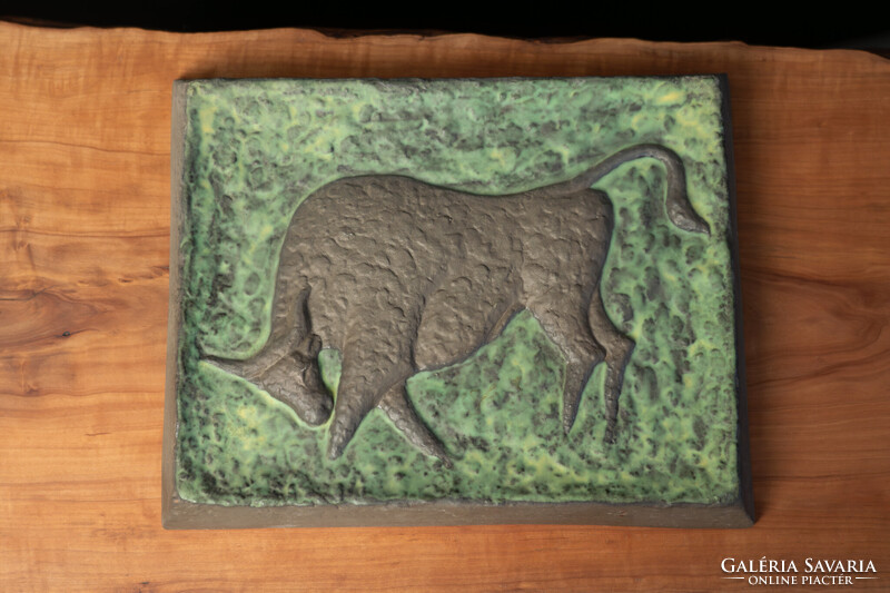 Retró Kerámia Fali Dísz / Fali Kép / Retró Régi / Bika