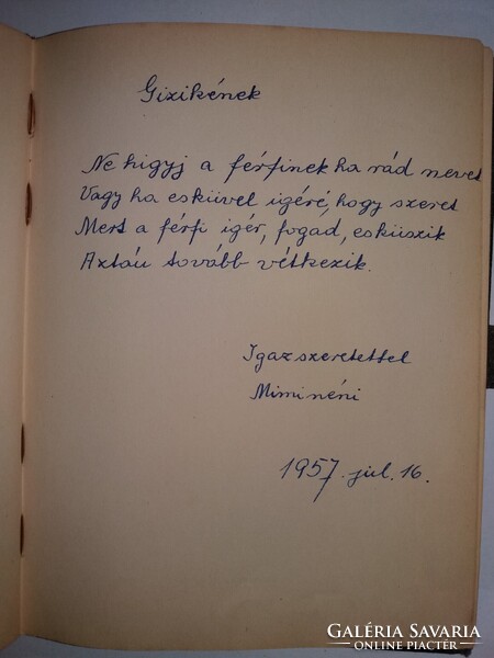 1957.-61 Bőrkötéses EMLÉKKÖNYV - ANNO GIZIKE TULAJDONA - BUDAPESTI KÖNYVKÖTŐ KTSZ