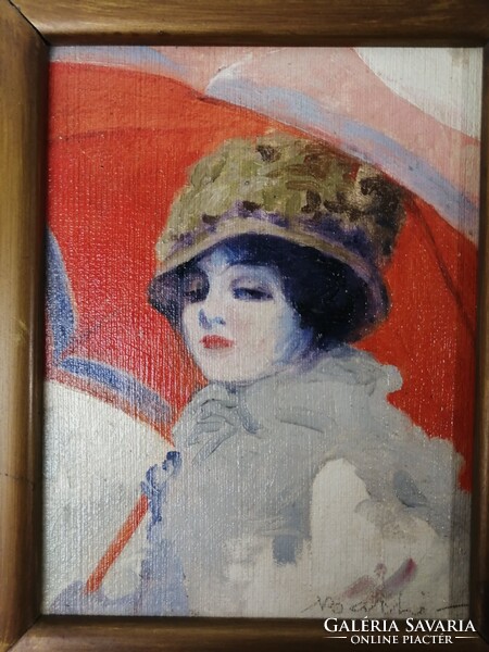 ART DECO PORTRÉ - KALAPOS HÖLGY