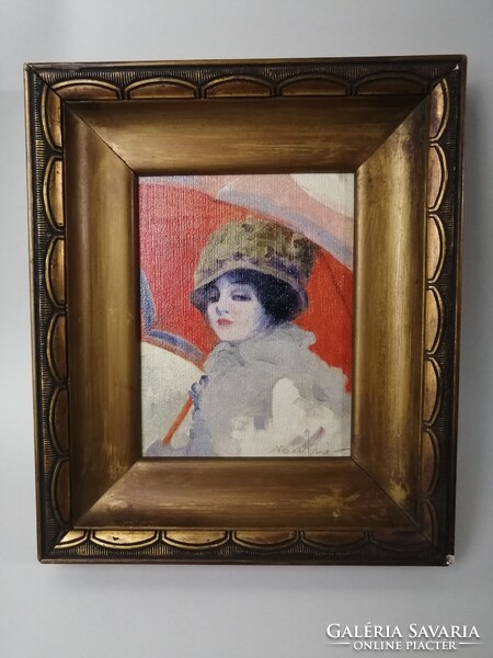 ART DECO PORTRÉ - KALAPOS HÖLGY