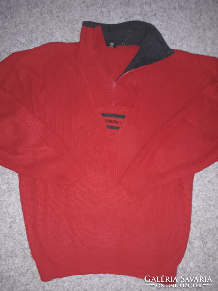 Jinglers bordó kötött cipzáros felső férfi pulóver 52-54