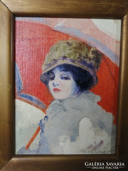 ART DECO PORTRÉ - KALAPOS HÖLGY