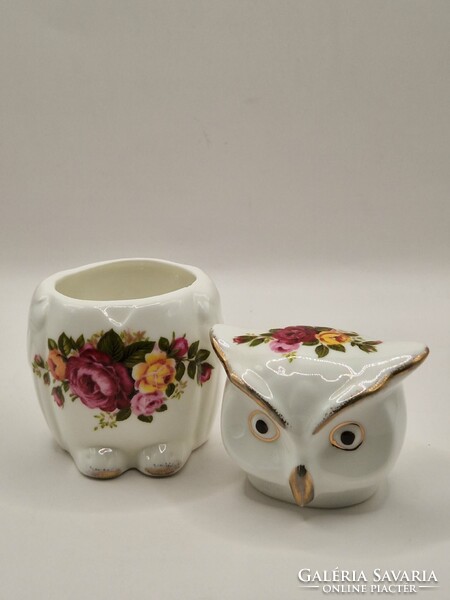 Angol fine bone china porcelán bagoly cottage rosé 10.5cm