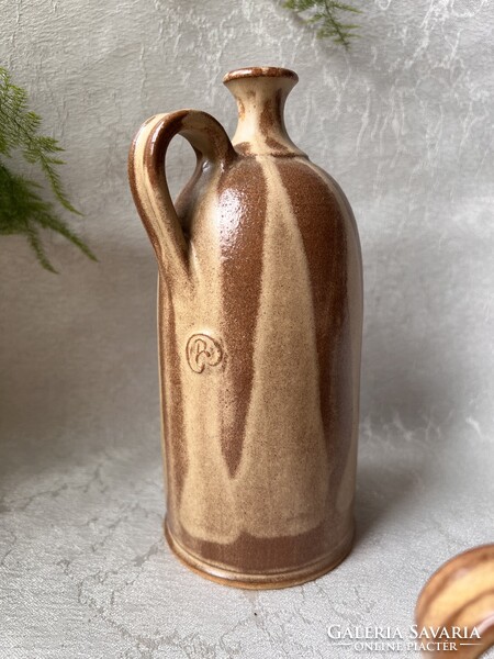 Natúr, Bizen stílusú óriás cappuccinos bögre ,kancsóval Pünkösti Gabriella keramikus munkája
