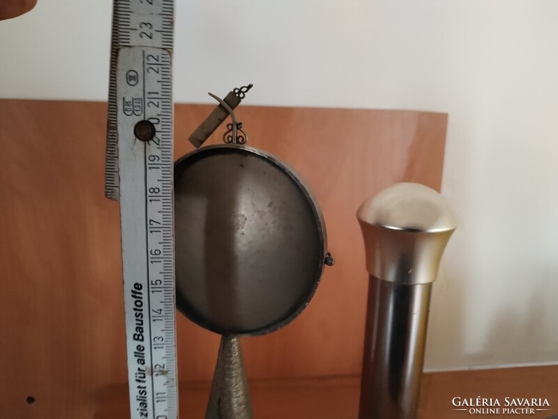 Retro brutalista iparművészeti dísztárgy, kisplasztika borostyánokkal 22 cm