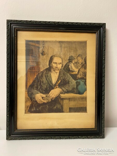 Nagyon régi szinezett rézkarc