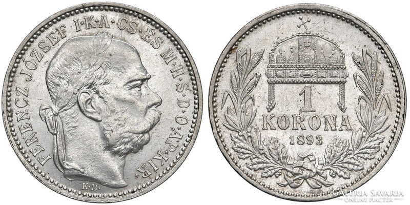 1893 KB ezüst 1 korona UNC igazi csillogó verdefényes GYŰJTEMÉNYES darab (KZB)