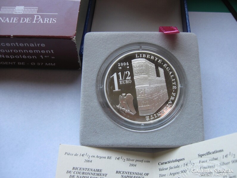 Franciaország - 2004 - 1½ Euro - emlékérme - Napóleon koronázása, 200. évfordulójára - ezüst, PP