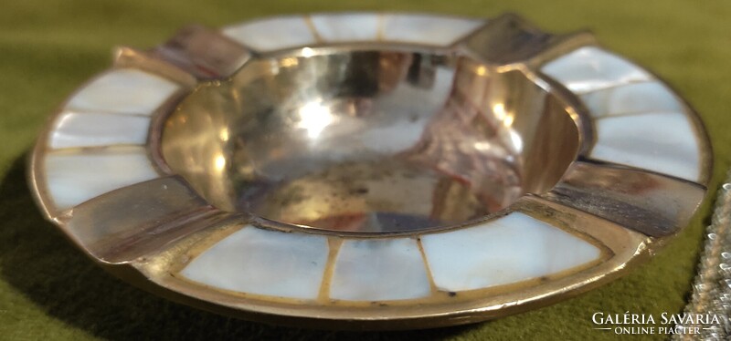 Sárga réz kagyló gyöngyház hamutál hamutartó dísz