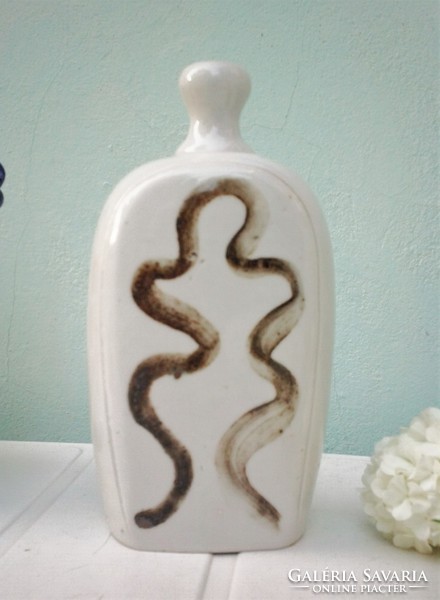 Ritka Kőporcelán butella, női sziluett, szálváza, súlyos darab