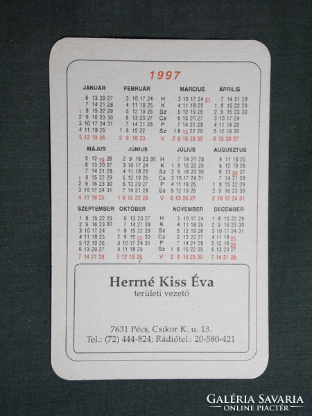 Kártyanaptár,Herrné Kiss Éva Fundamenta területi vezető,Pécs,grafikai,róka,1997 (3)