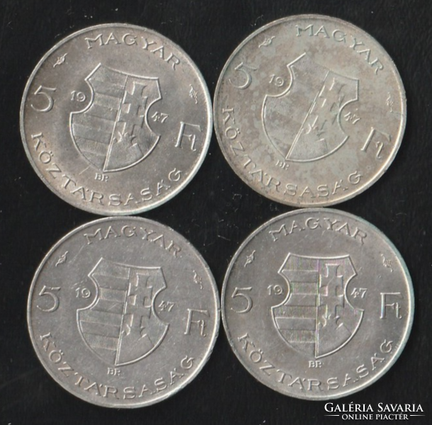 5 Forint 1947-es ezüst 4 db