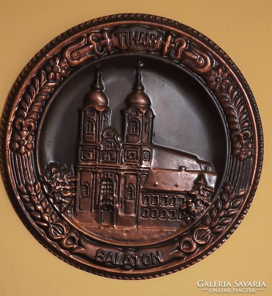 Antikolt préselt lemez falitányér /Tihany/