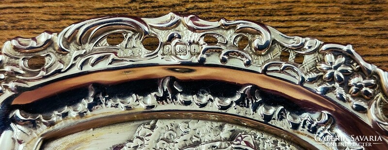 Sterling ezüst szív alakú tál az Edwardiánus korból.- Anglia 1907