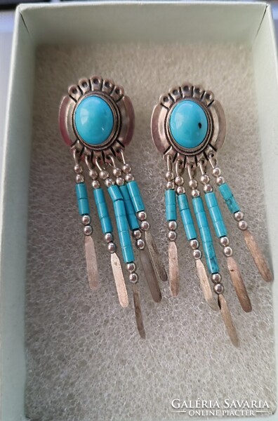 Ezüst fülbevaló/türkiz