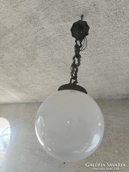Art Deco opàl búràval Csillàr függő làncos làmpa  Bauhaus . làmpa  Bronz réz szerelék